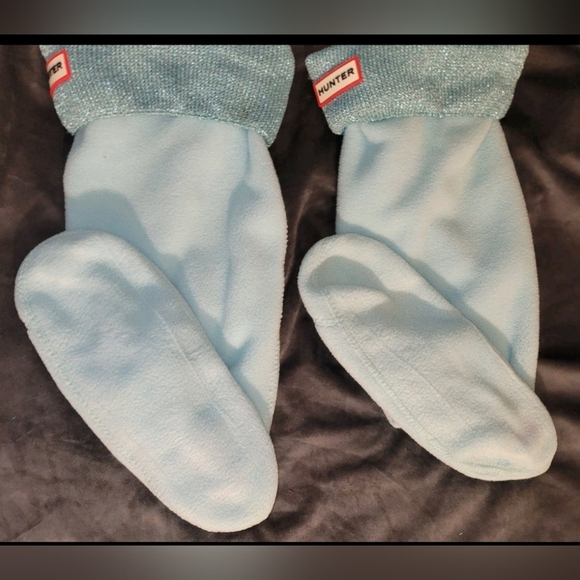 Hunter Original Tall Blue Green Waterproof 7 Boot W/ Matching Metallic Socks - Picture 15 of 16